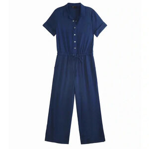 Frye Women’s Large Short Sleeve Utility Jumpsuit Blue Navy Comfortable Stretchy